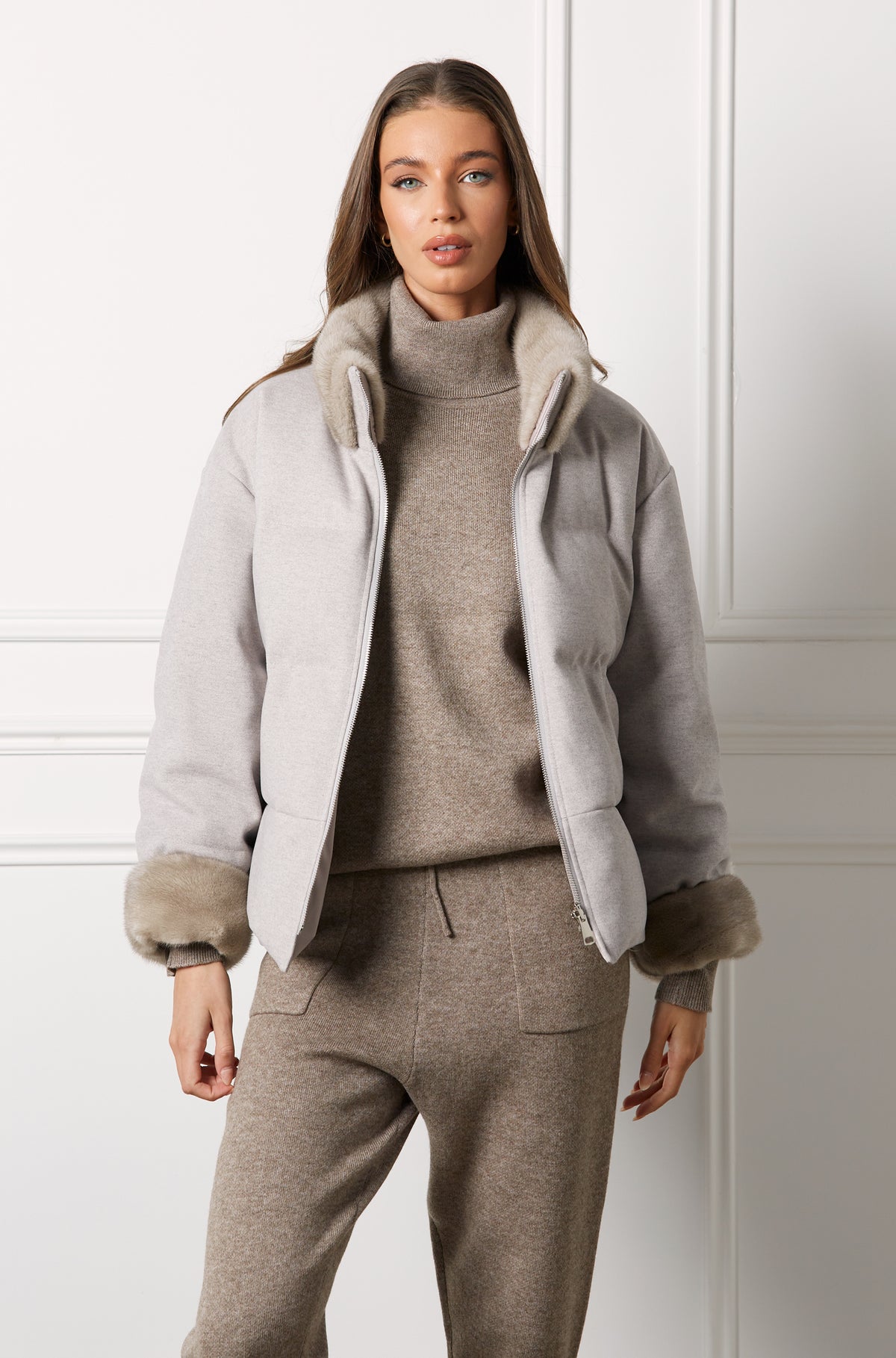 Gia Wool & Silk Reversible Down Coat