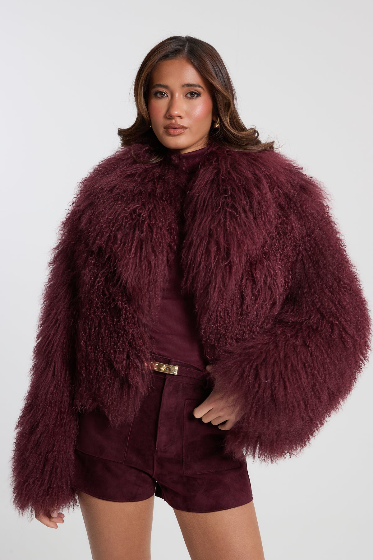 Elsa Cropped Mongolian Fur Coat