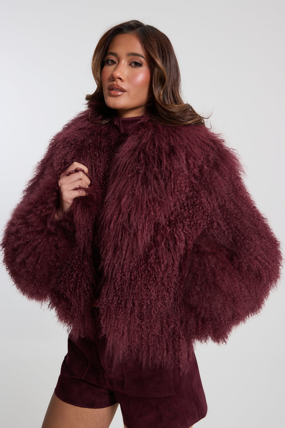 Elsa Cropped Mongolian Fur Coat