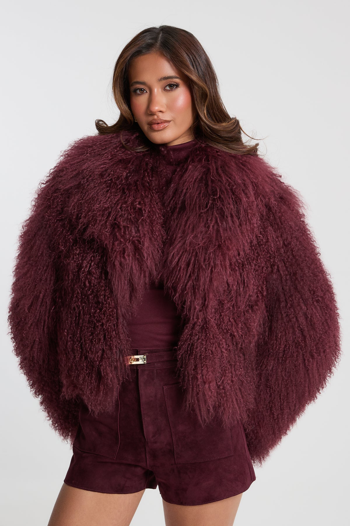 Elsa Cropped Mongolian Fur Coat