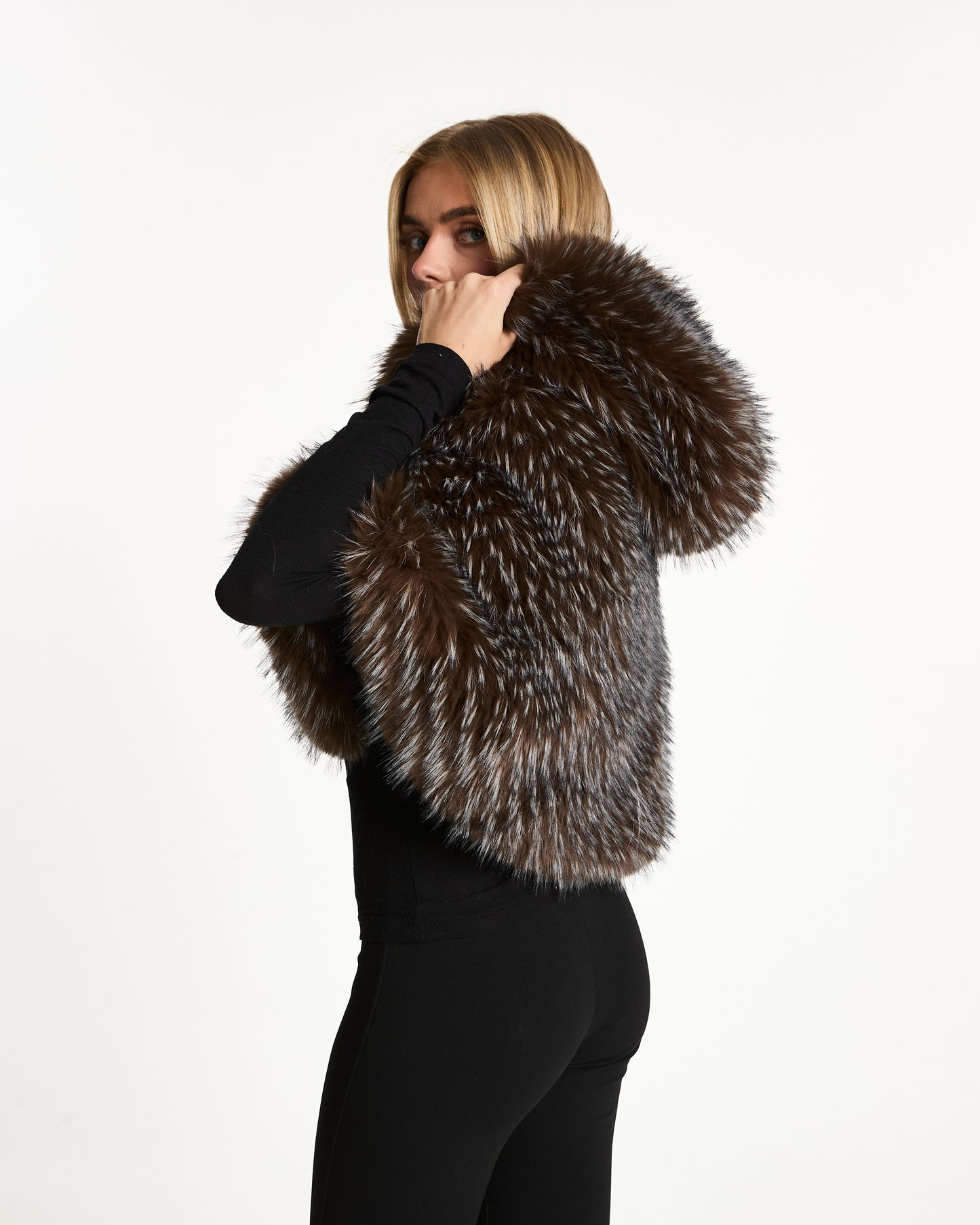 Luxury Faux Fur Cape with Hood