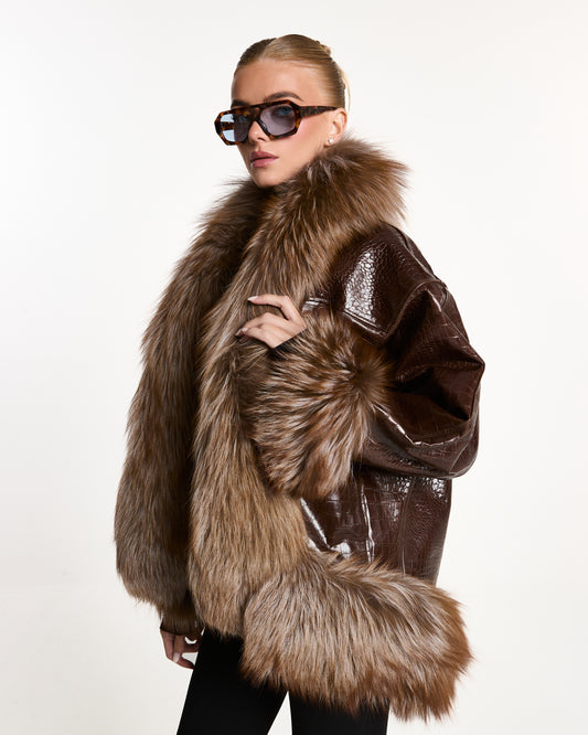 Khloe Croc Leather Jacket