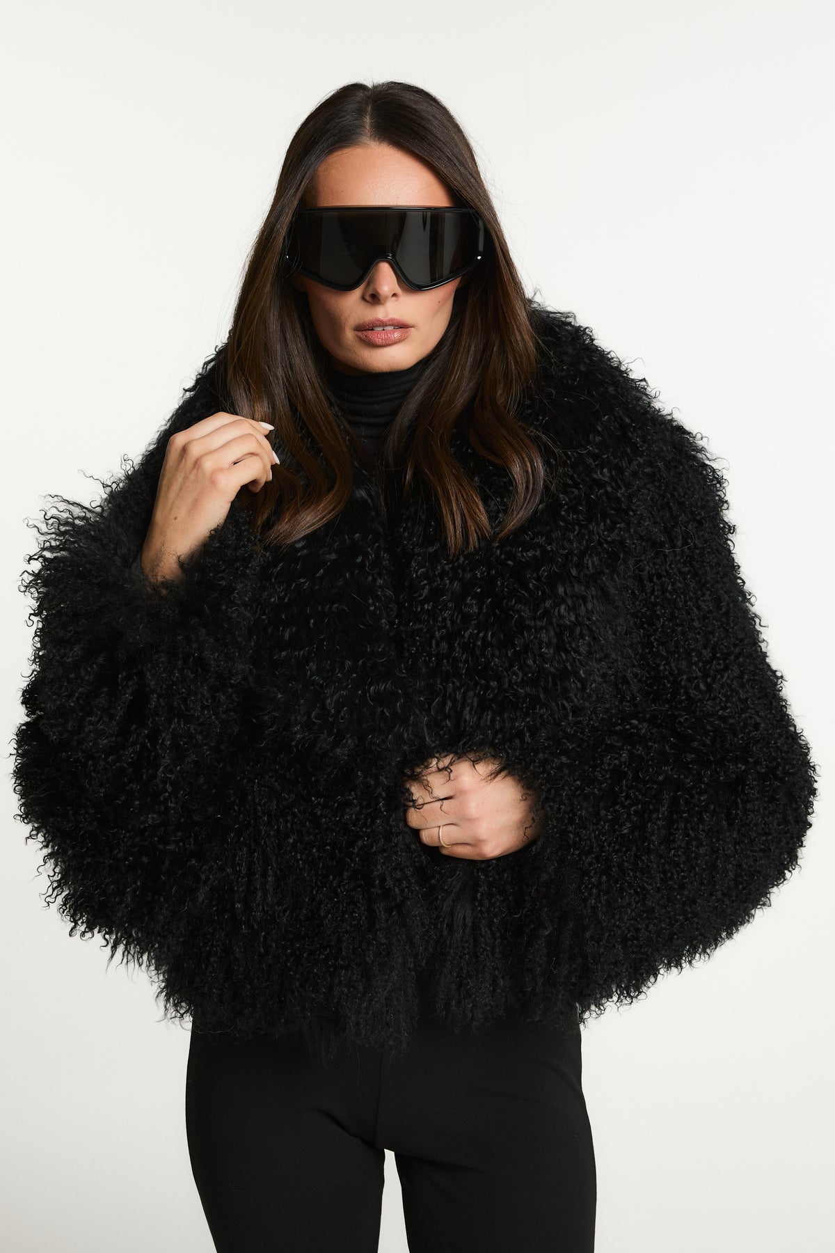 Elsa Cropped Mongolian Fur Coat