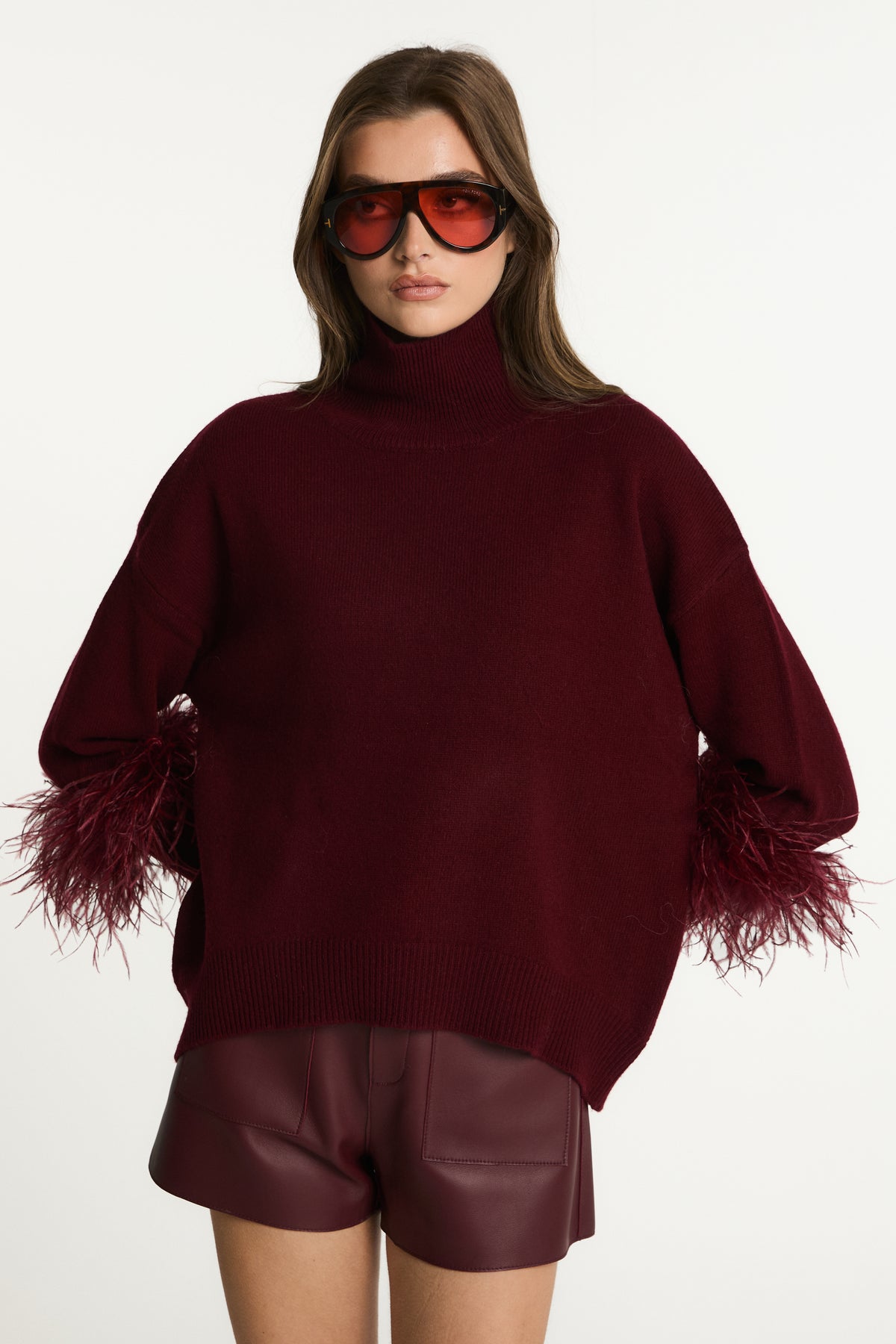 Wool Jumper with Feather Cuffs
