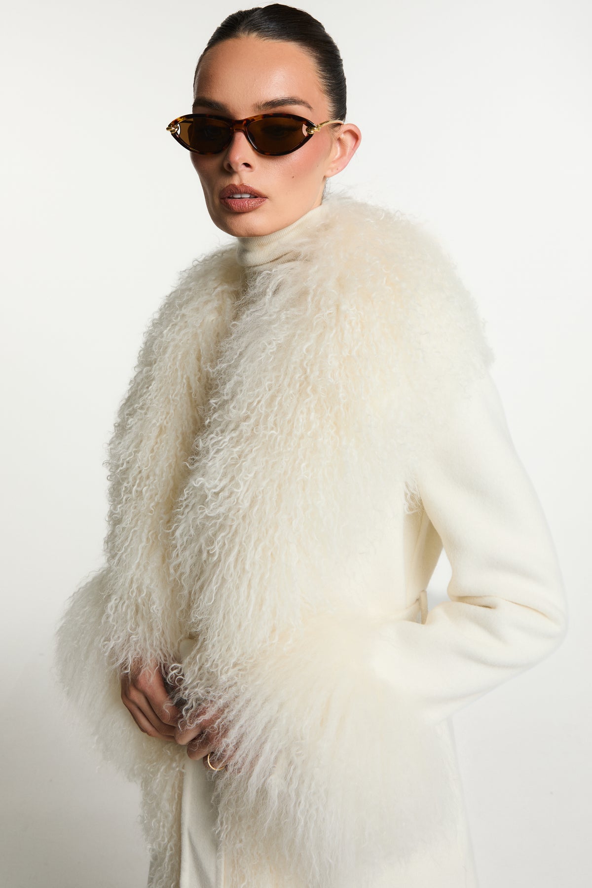 Harper Wool Coat with Mongolian Fur