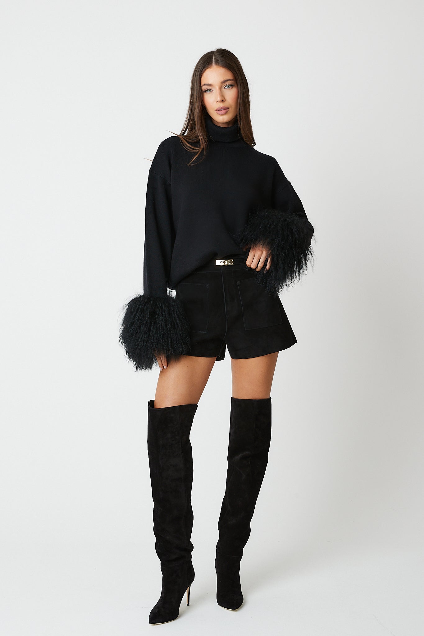 Jumper with Mongolian Fur Cuff