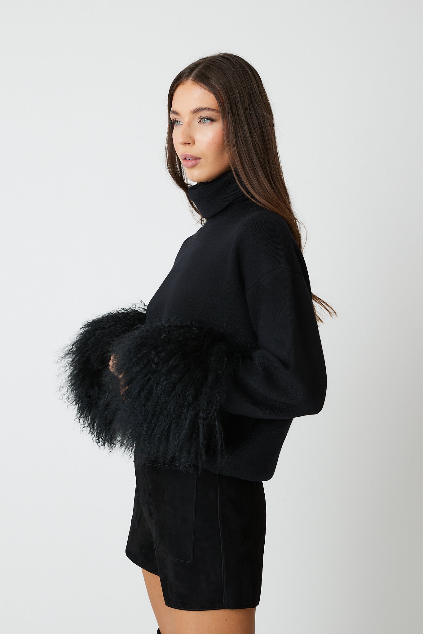 Jumper with Mongolian Fur Cuff