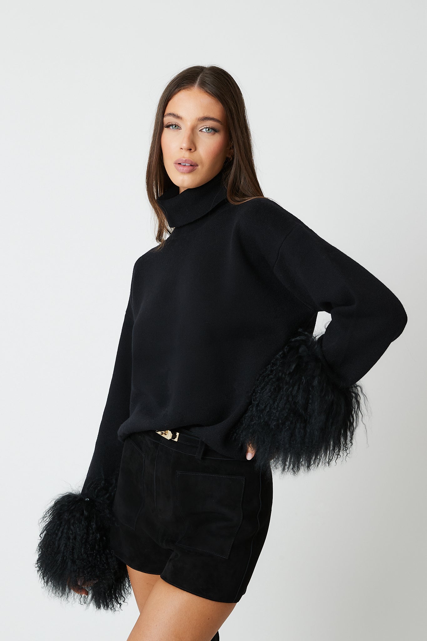 Jumper with Mongolian Fur Cuff