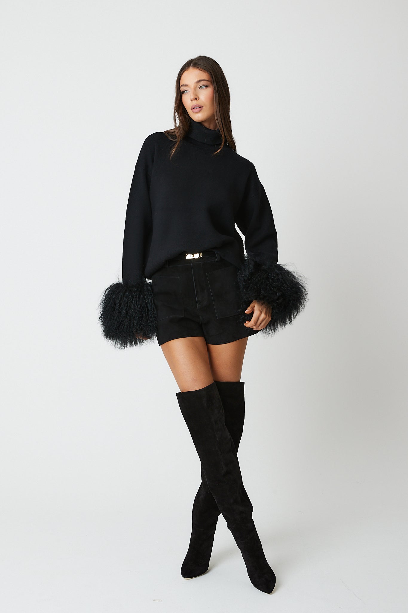 Jumper with Mongolian Fur Cuff