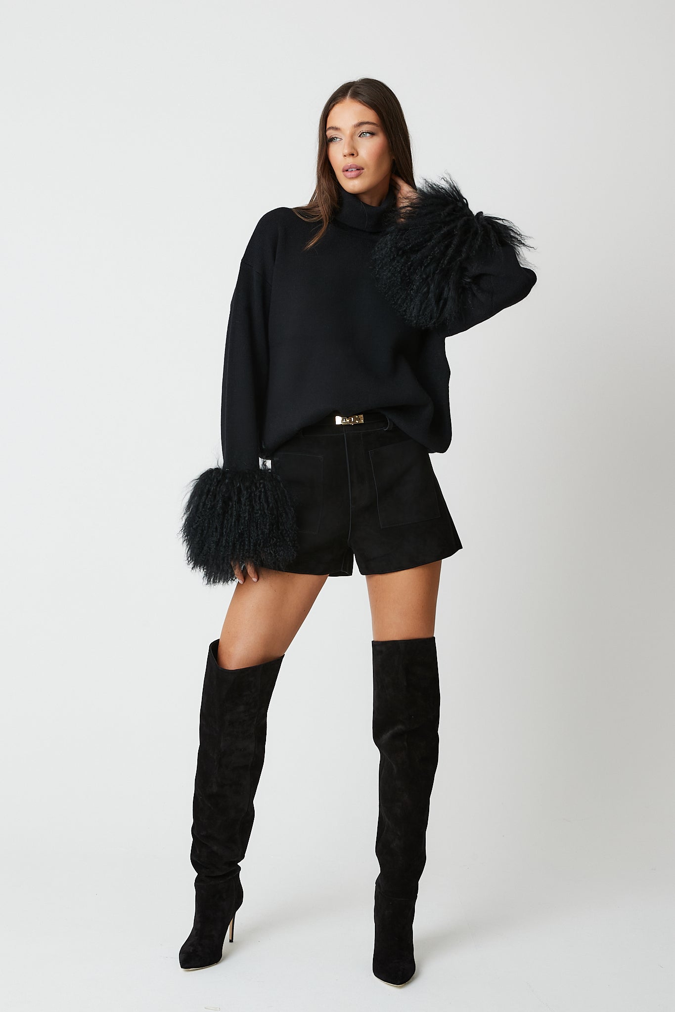 Jumper with Mongolian Fur Cuff