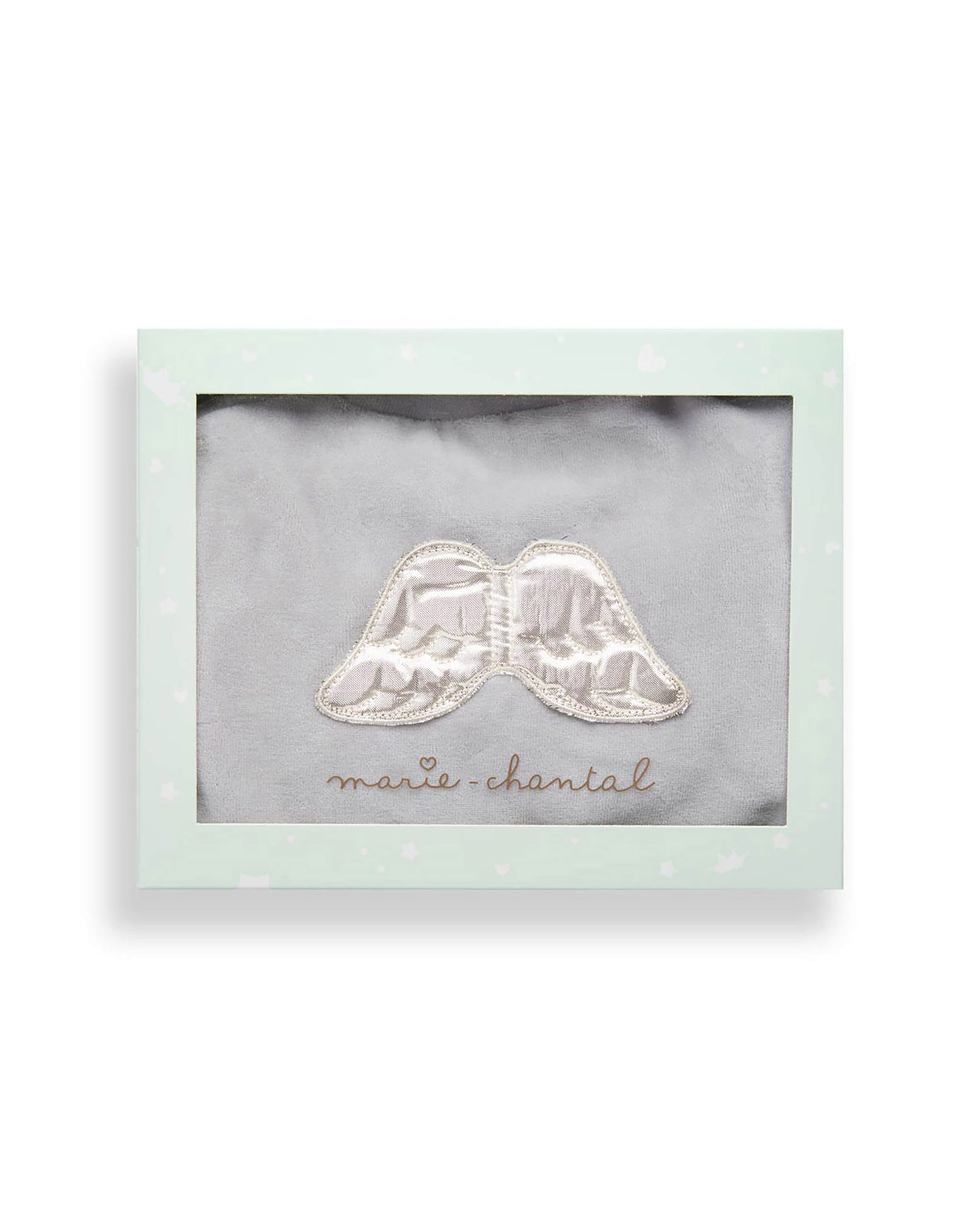 Angel Wing Silver Velour Sleepsuit in Grey