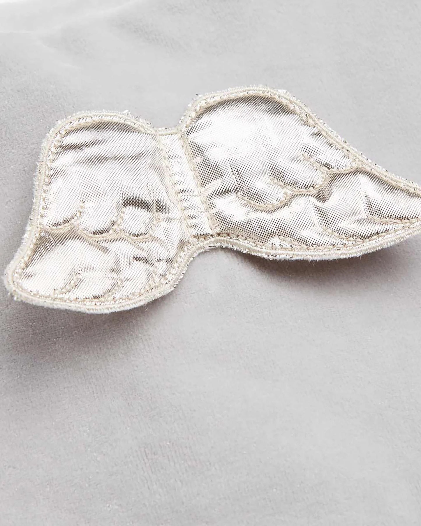Angel Wing Silver Velour Sleepsuit in Grey