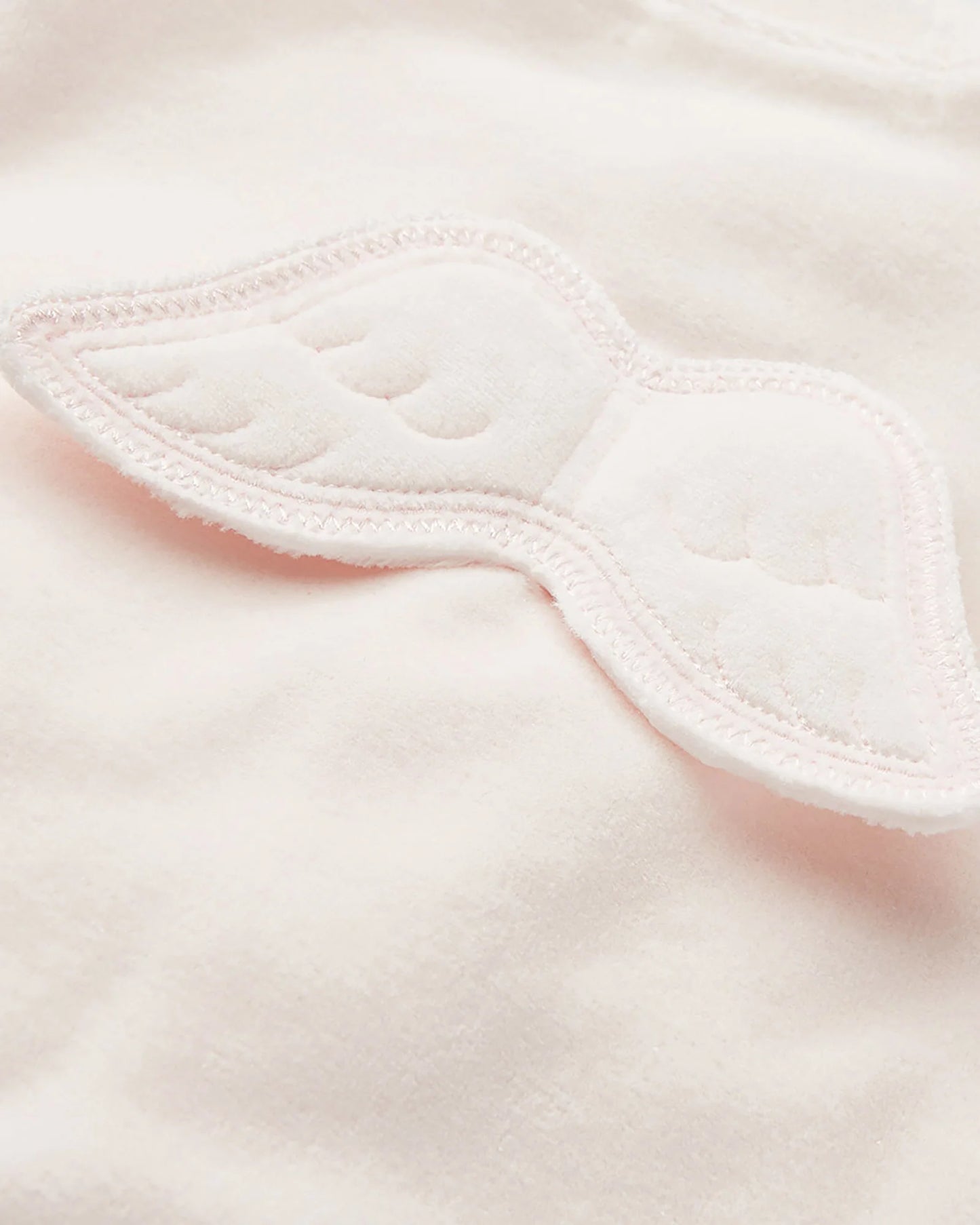 Angel Wing Velour Sleepsuit in Pink