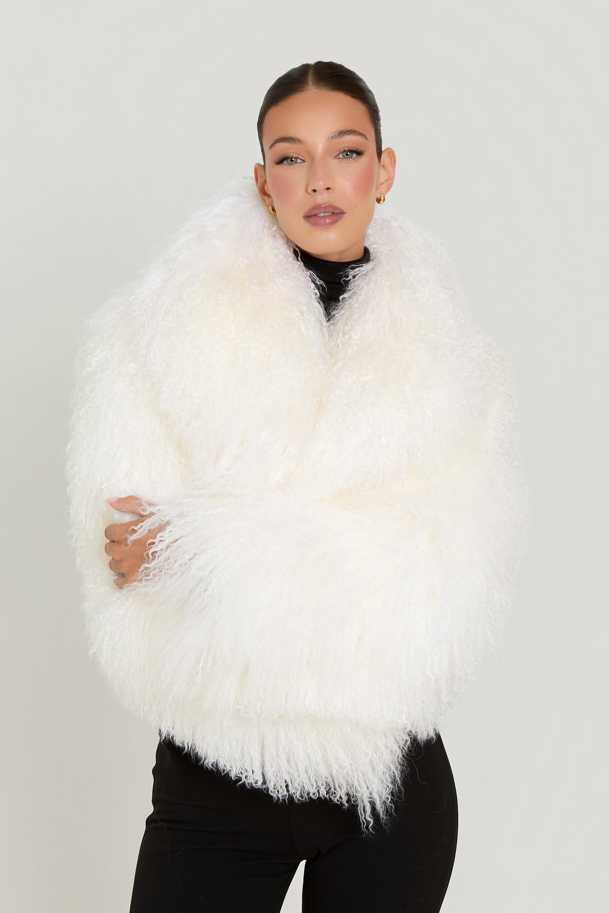 Elsa Cropped Mongolian Fur Coat