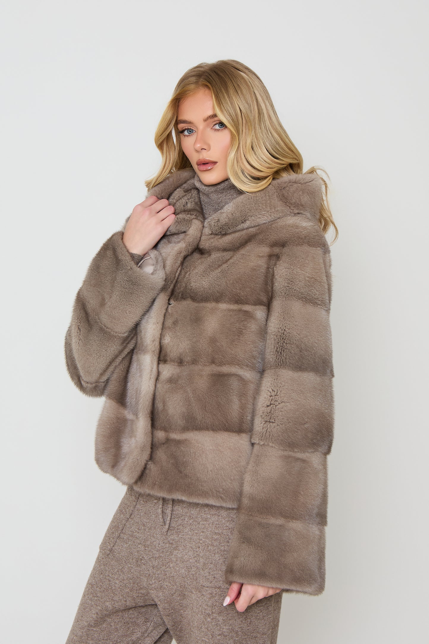 Luxury Mink Fur Coat with Hood