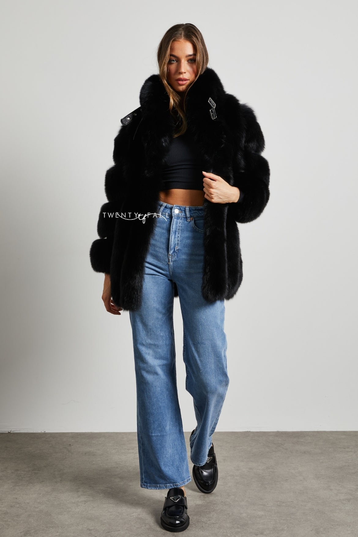 Portia Fox Fur Coat with Collar