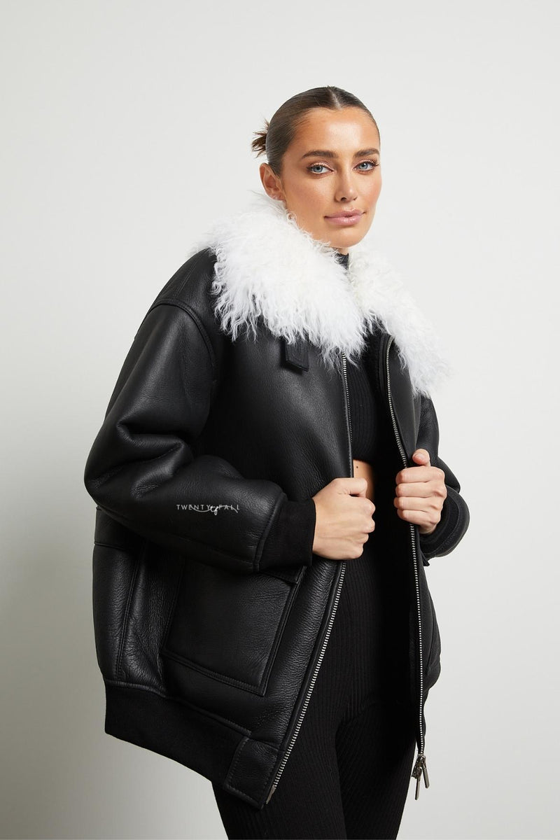 Celine Shearling Bomber with Mongolian Fur