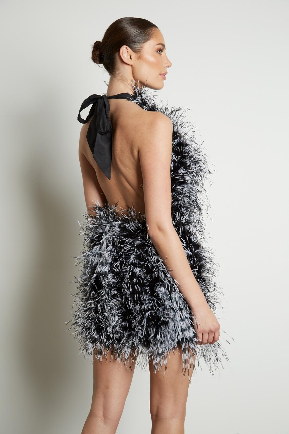 Halter Neck Feather Dress