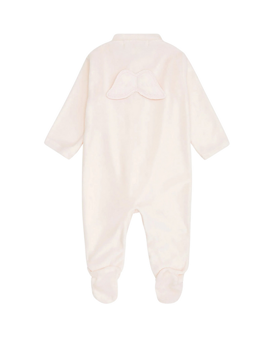 Angel Wing Velour Sleepsuit in Pink