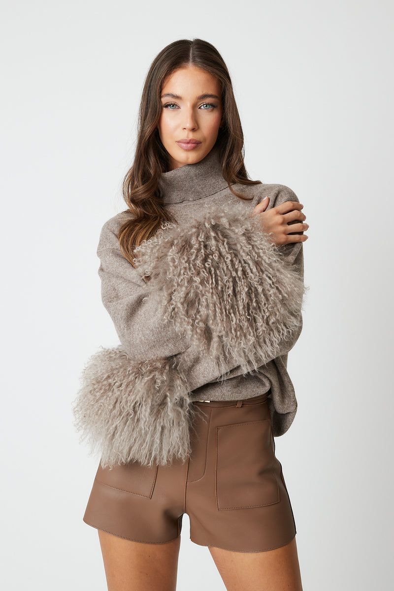 Jumper with Mongolian Fur Cuff