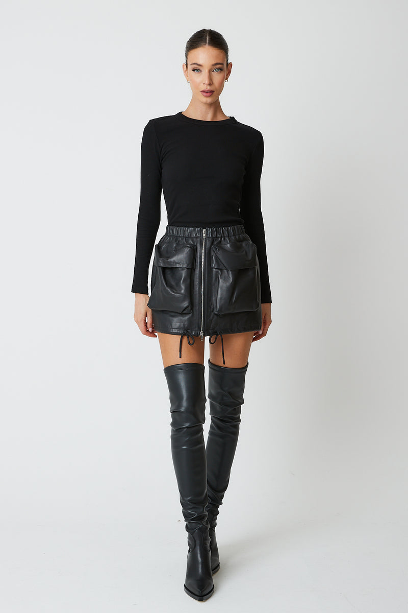 Cargo Leather Skirt