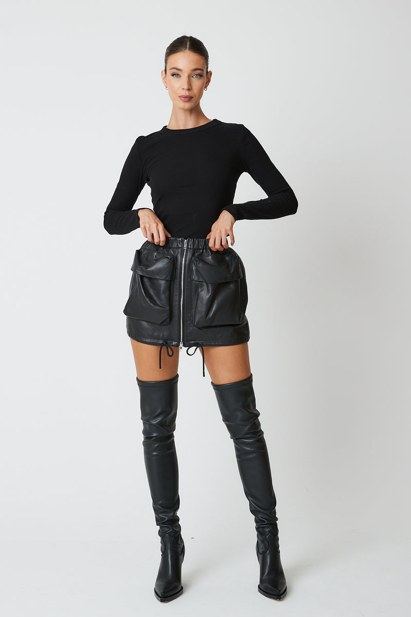 Cargo Leather Skirt