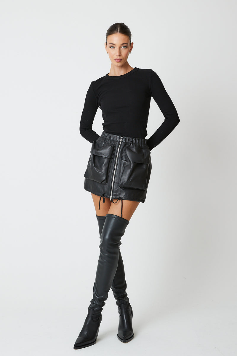 Cargo Leather Skirt