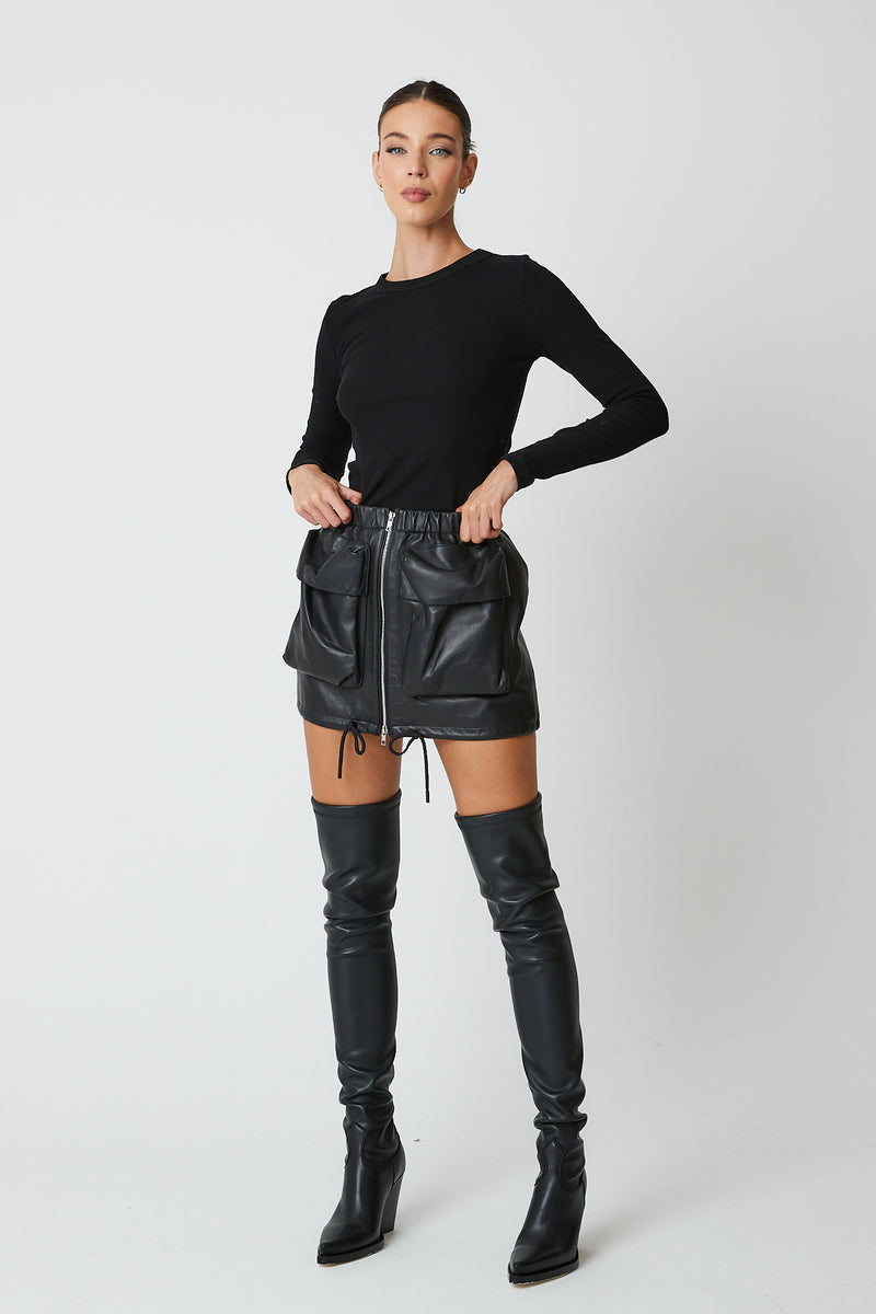 Cargo Leather Skirt