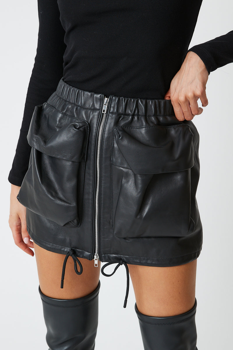 Cargo Leather Skirt