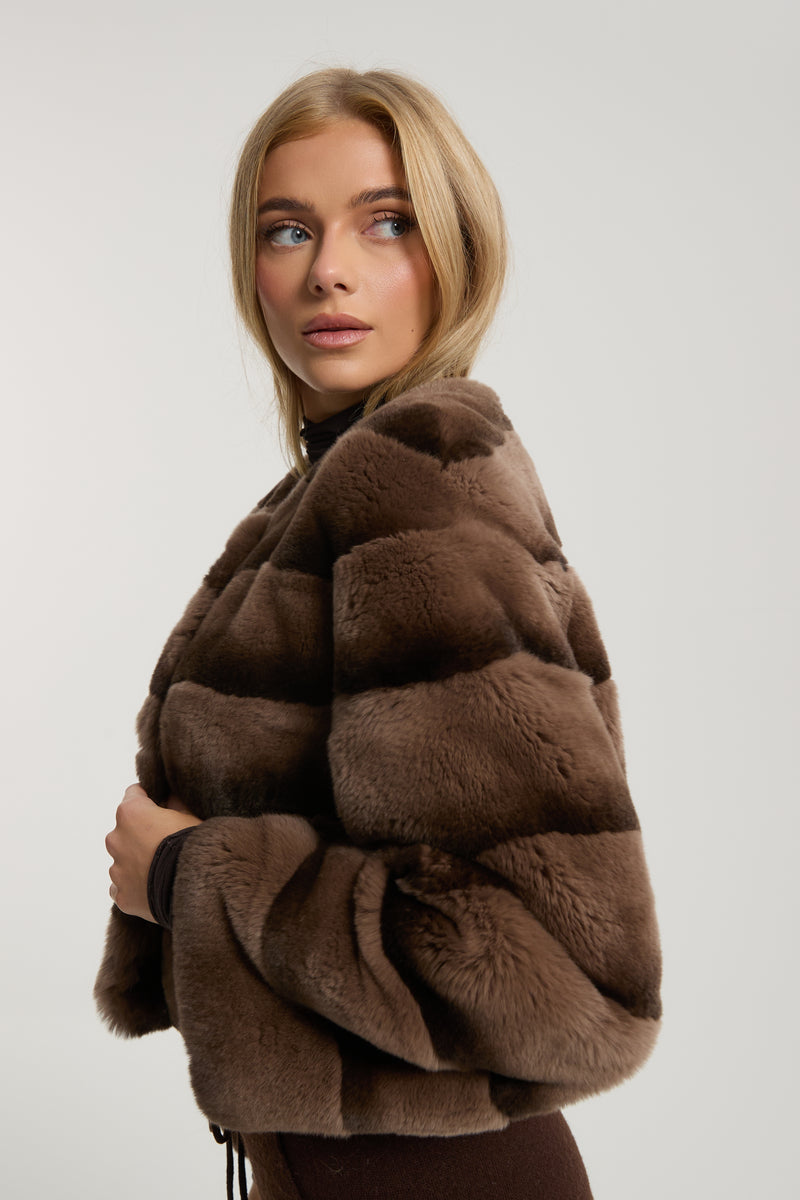 Cleo Chocolate Rex Fur Coat