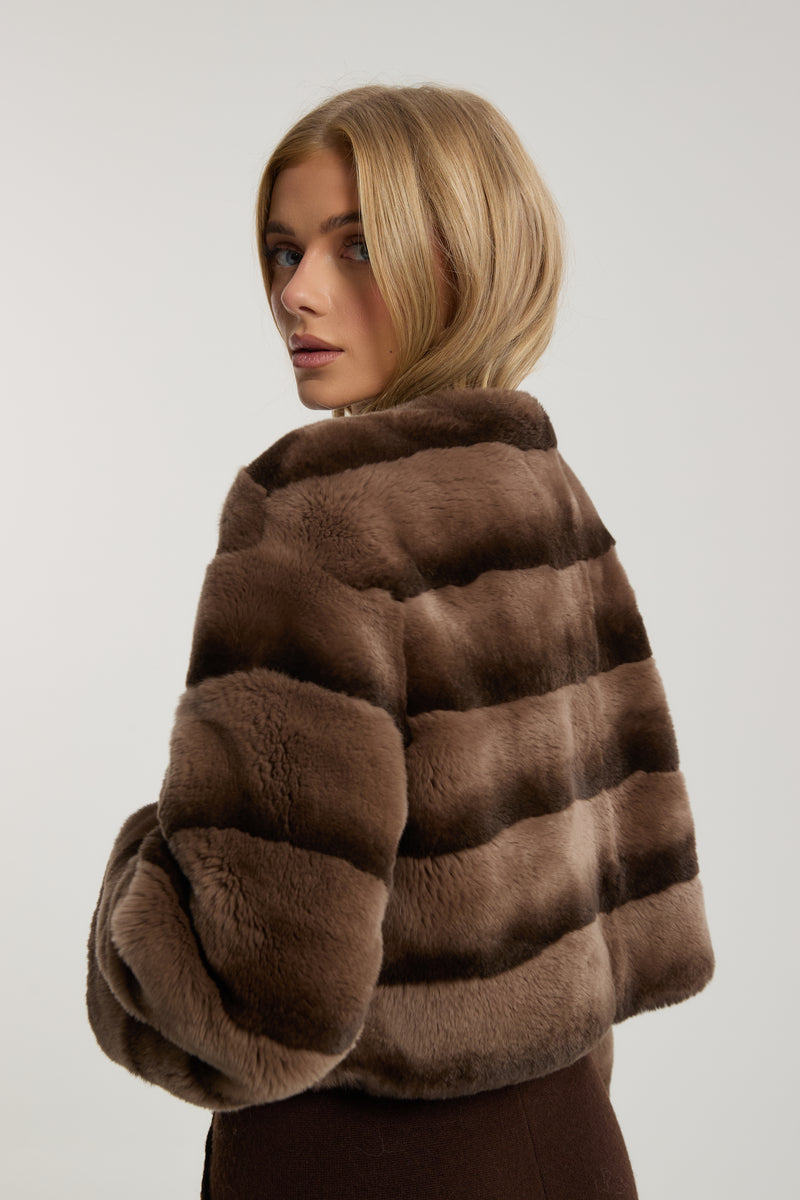 Cleo Chocolate Rex Fur Coat