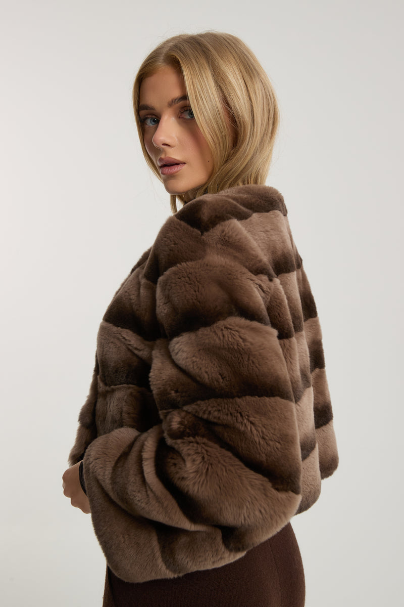 Cleo Chocolate Rex Fur Coat