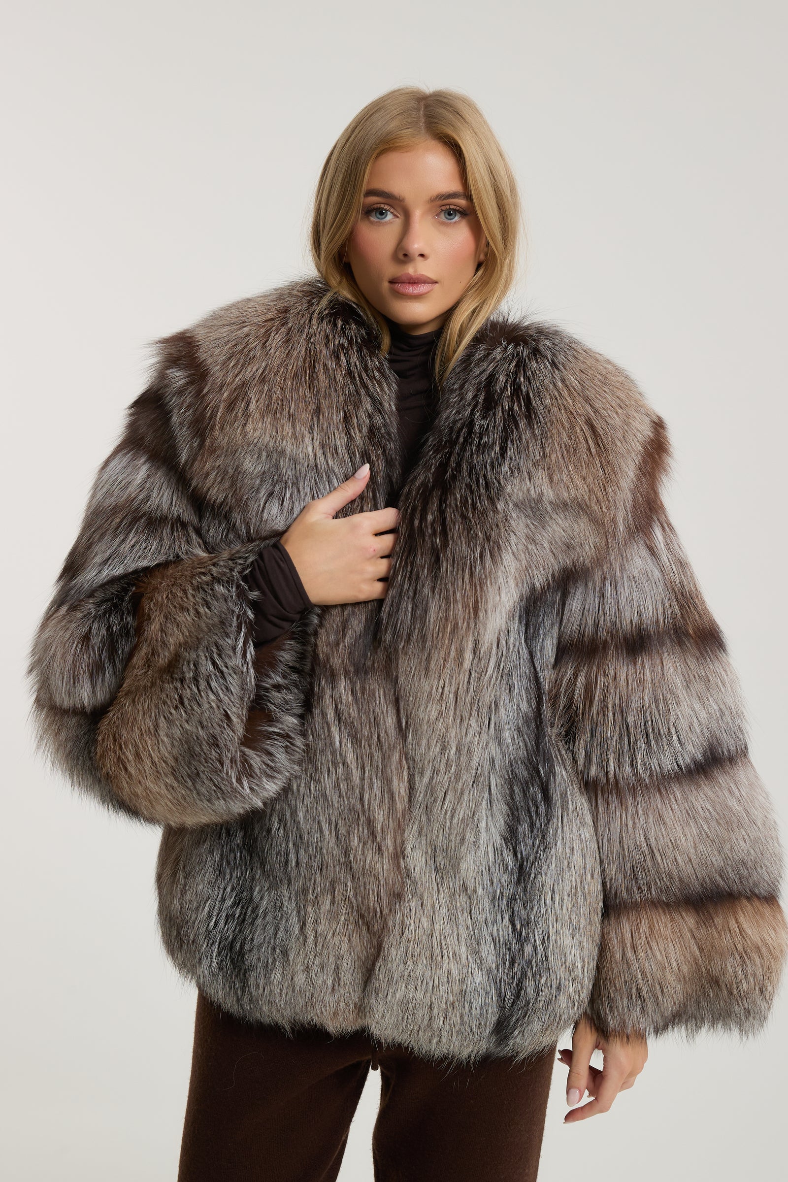 Rene Chocolate Silver Fox Fur Coat – TwentyFall