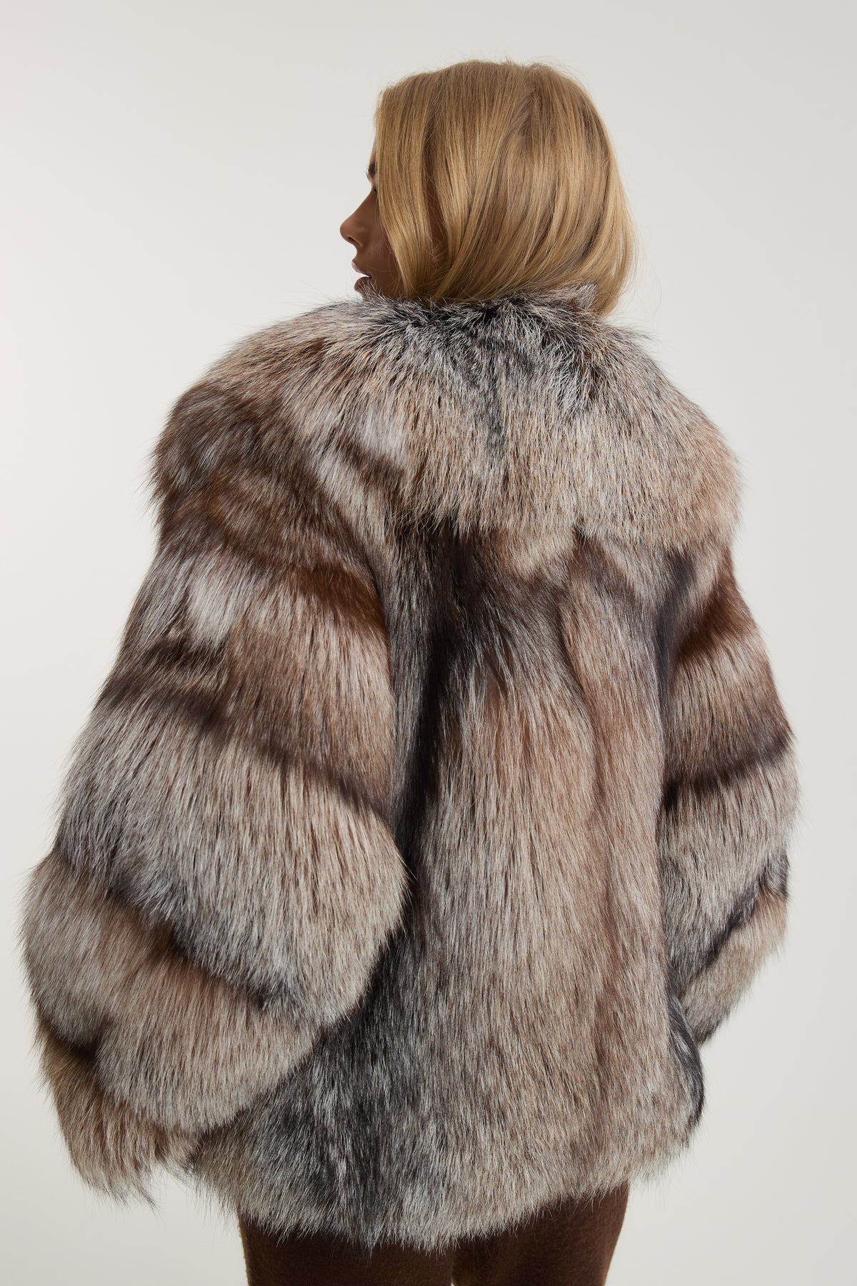 Rene Chocolate Silver Fox Fur Coat