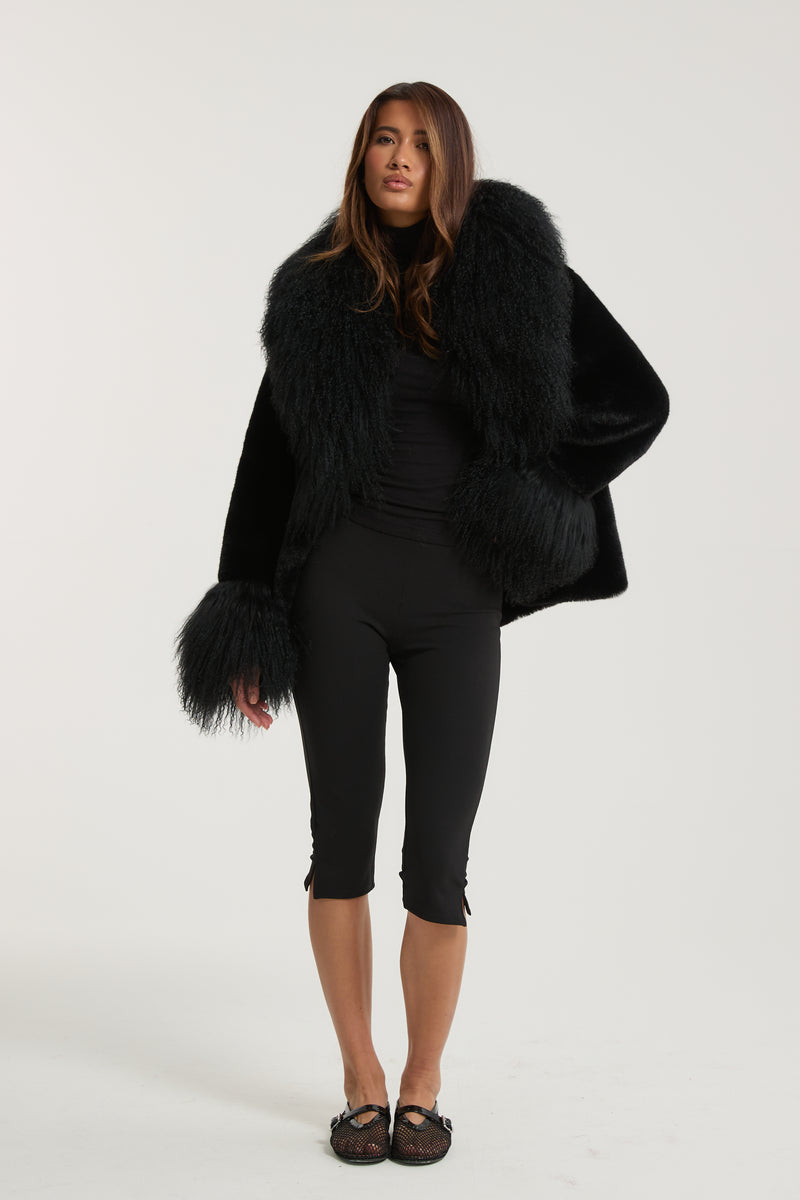 Liza Premium Faux Fur with Mongolian Fur Detail