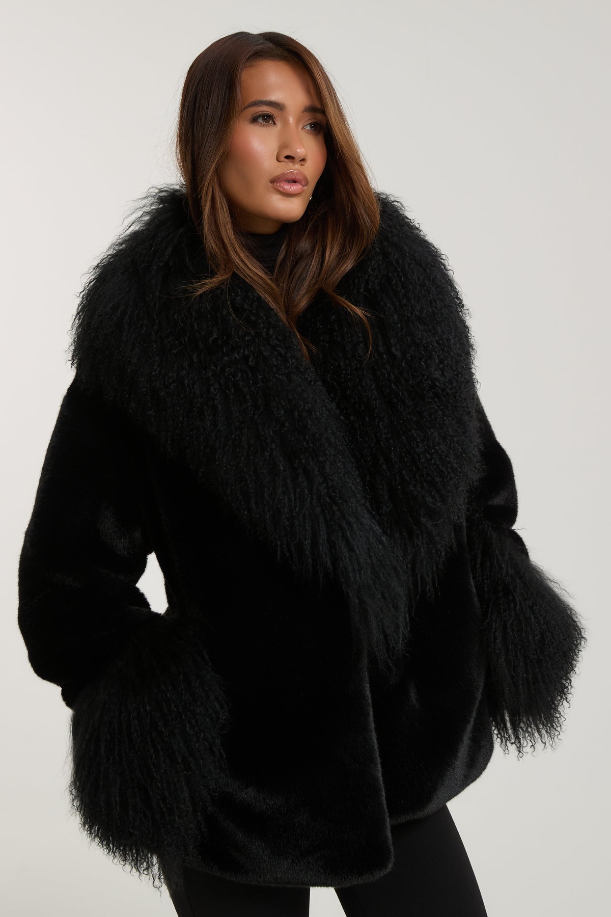 Liza Premium Faux Fur with Mongolian Fur Detail