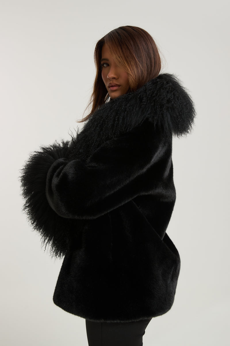 Liza Premium Faux Fur with Mongolian Fur Detail
