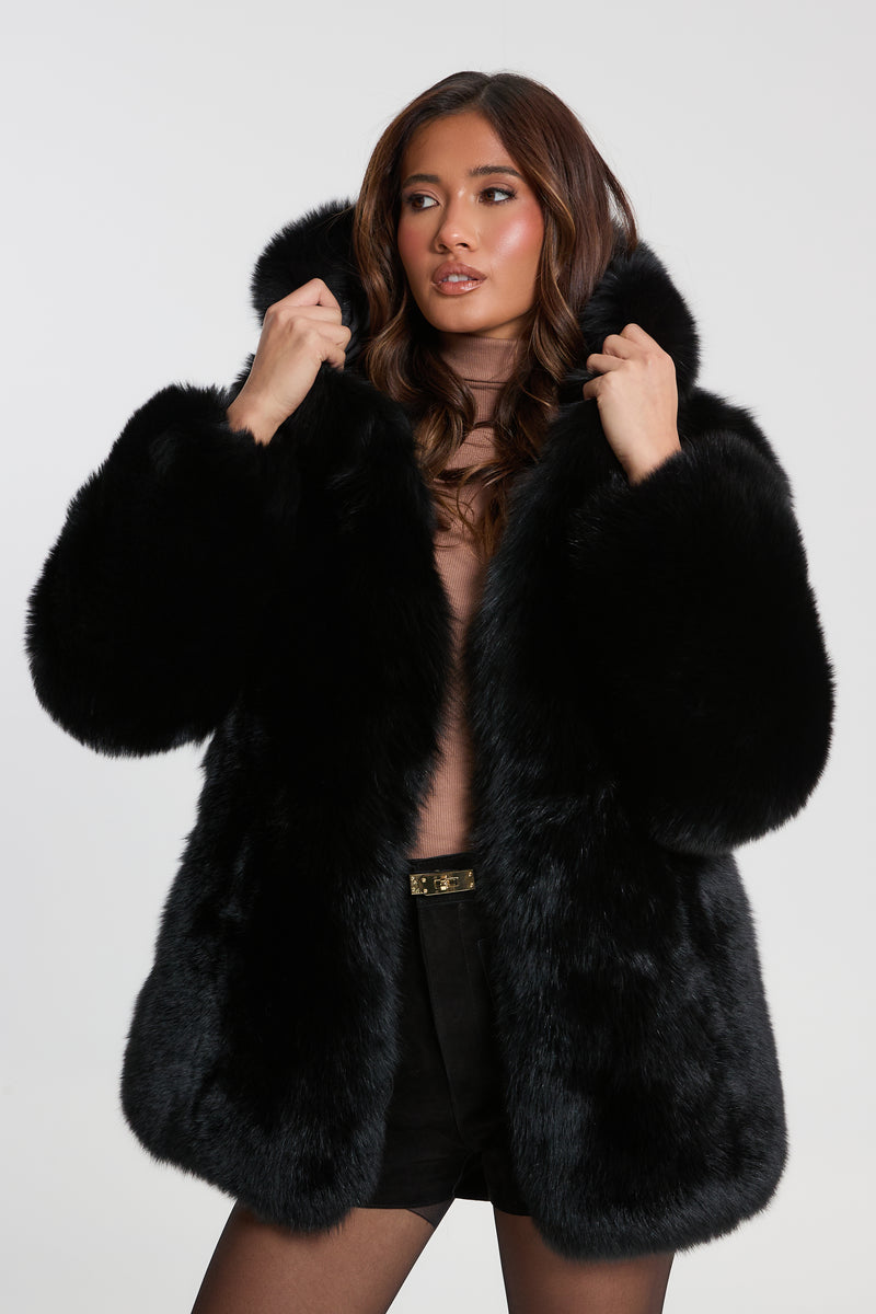 Fox Fur Full Pelt Coat with Hood