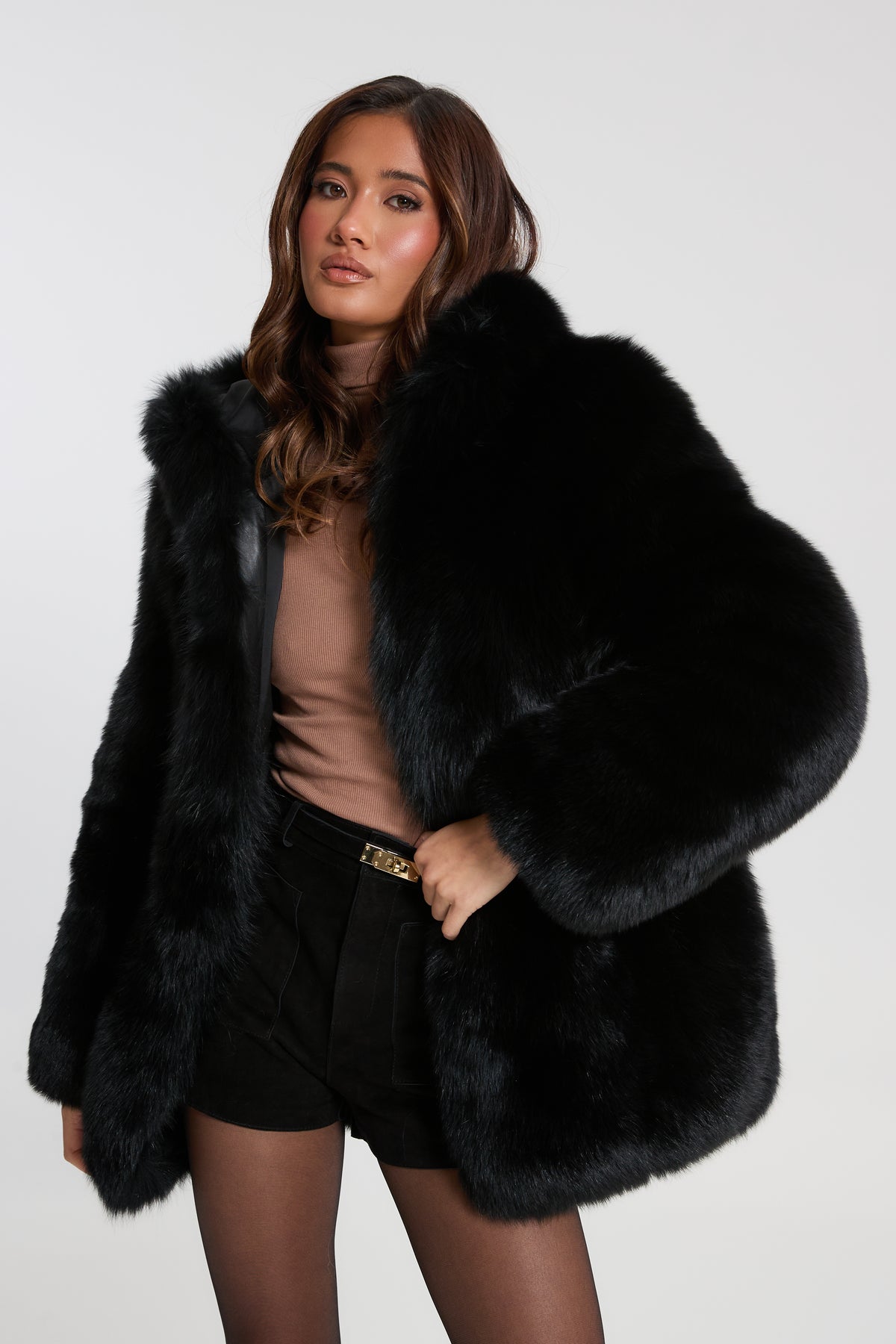 Fox Fur Full Pelt Coat with Hood