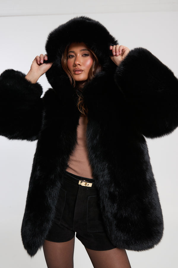 Fox Fur Full Pelt Coat with Hood