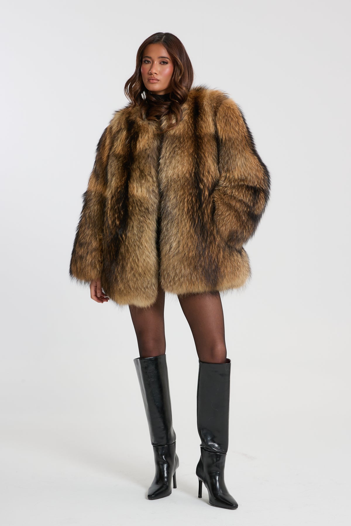 Full Pelt Natural Raccoon Fur Coat