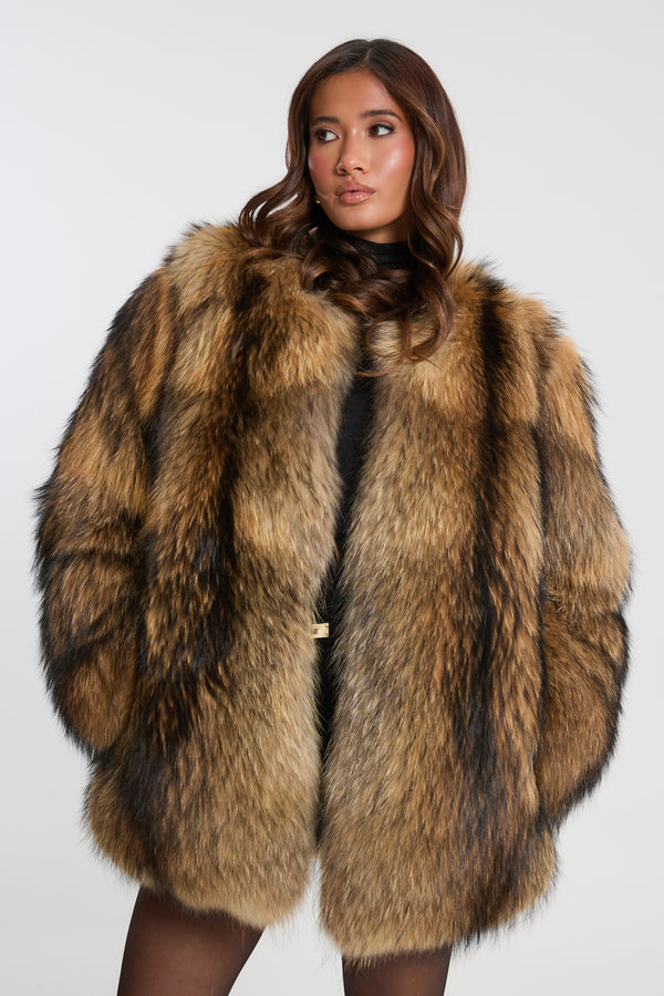 Full Pelt Natural Raccoon Fur Coat
