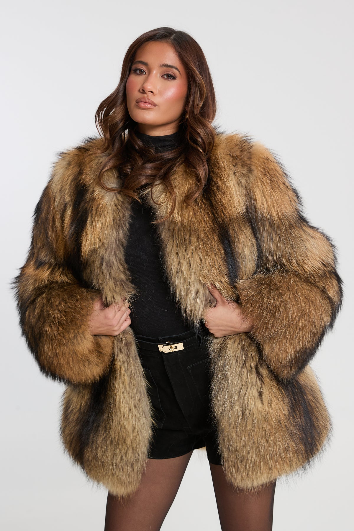 Full Pelt Natural Raccoon Fur Coat