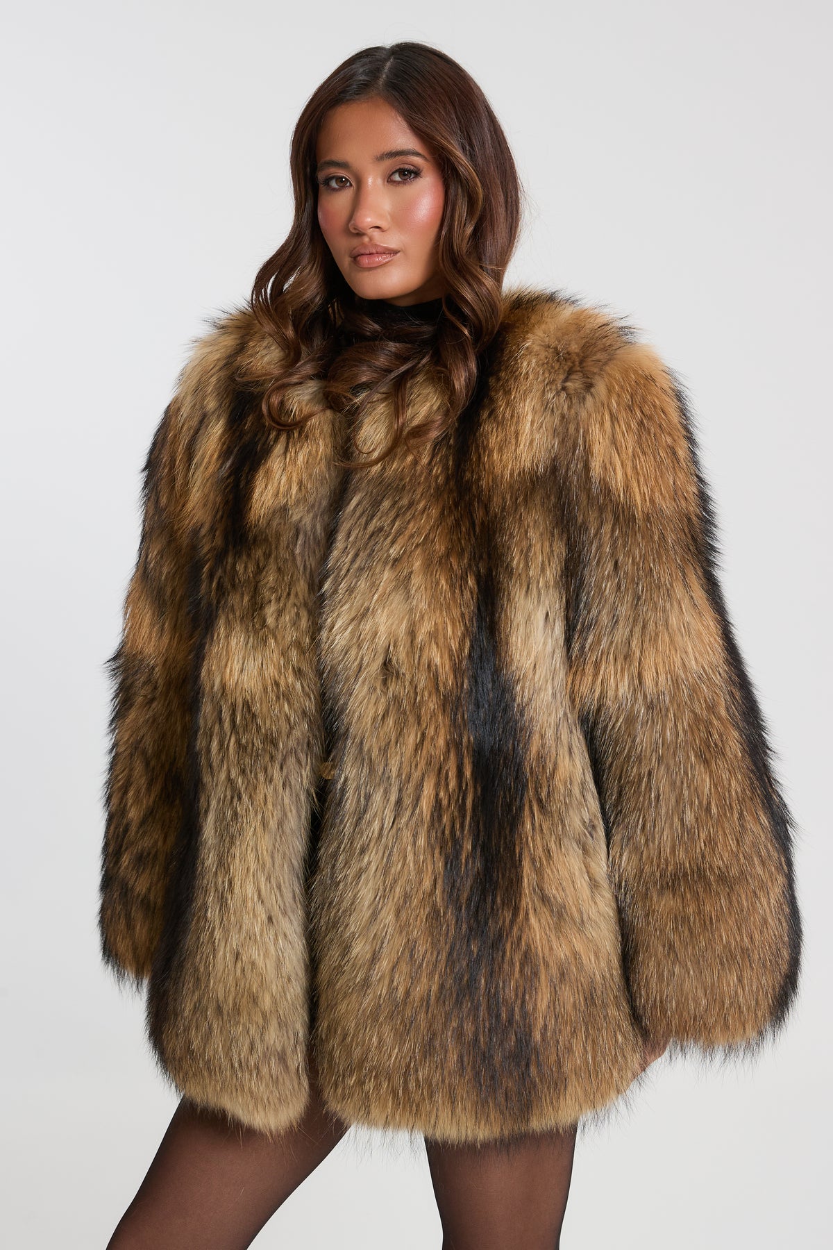 Full Pelt Natural Raccoon Fur Coat