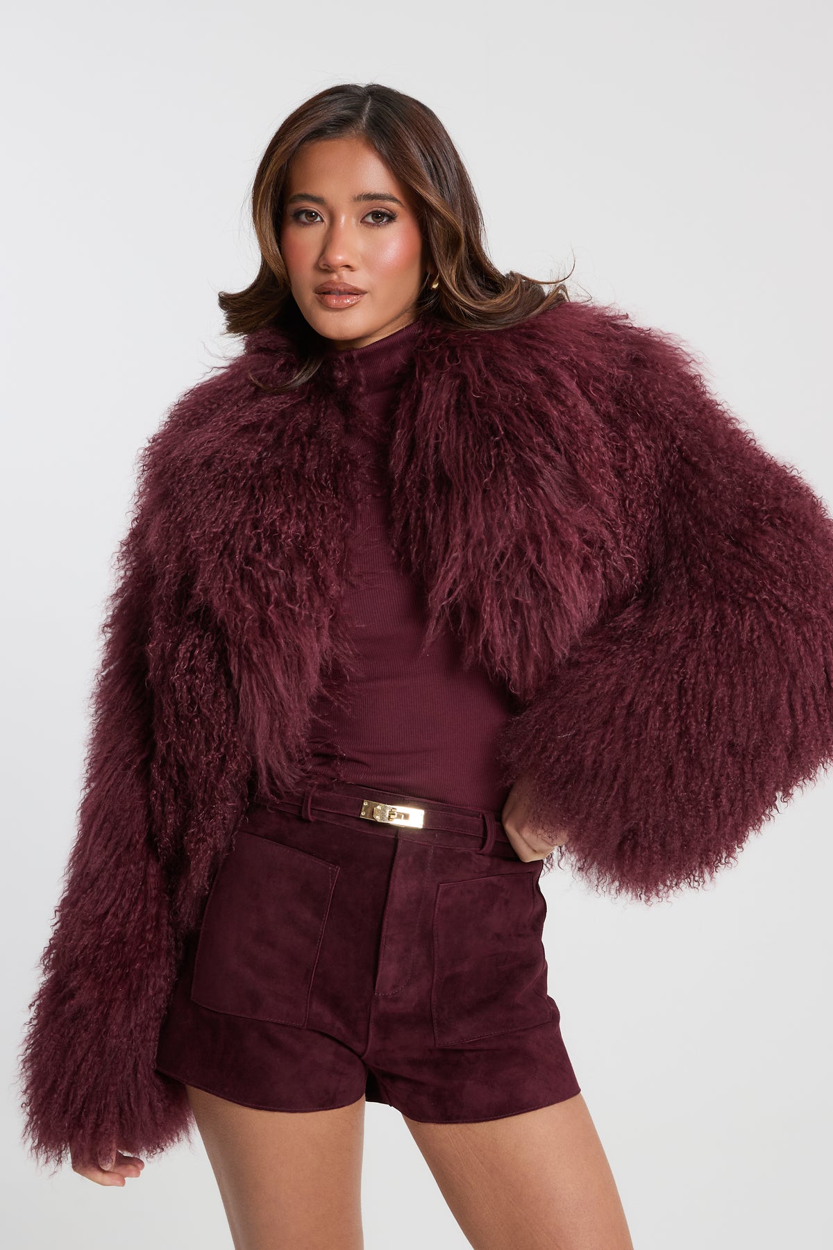 Elsa Cropped Mongolian Fur Coat