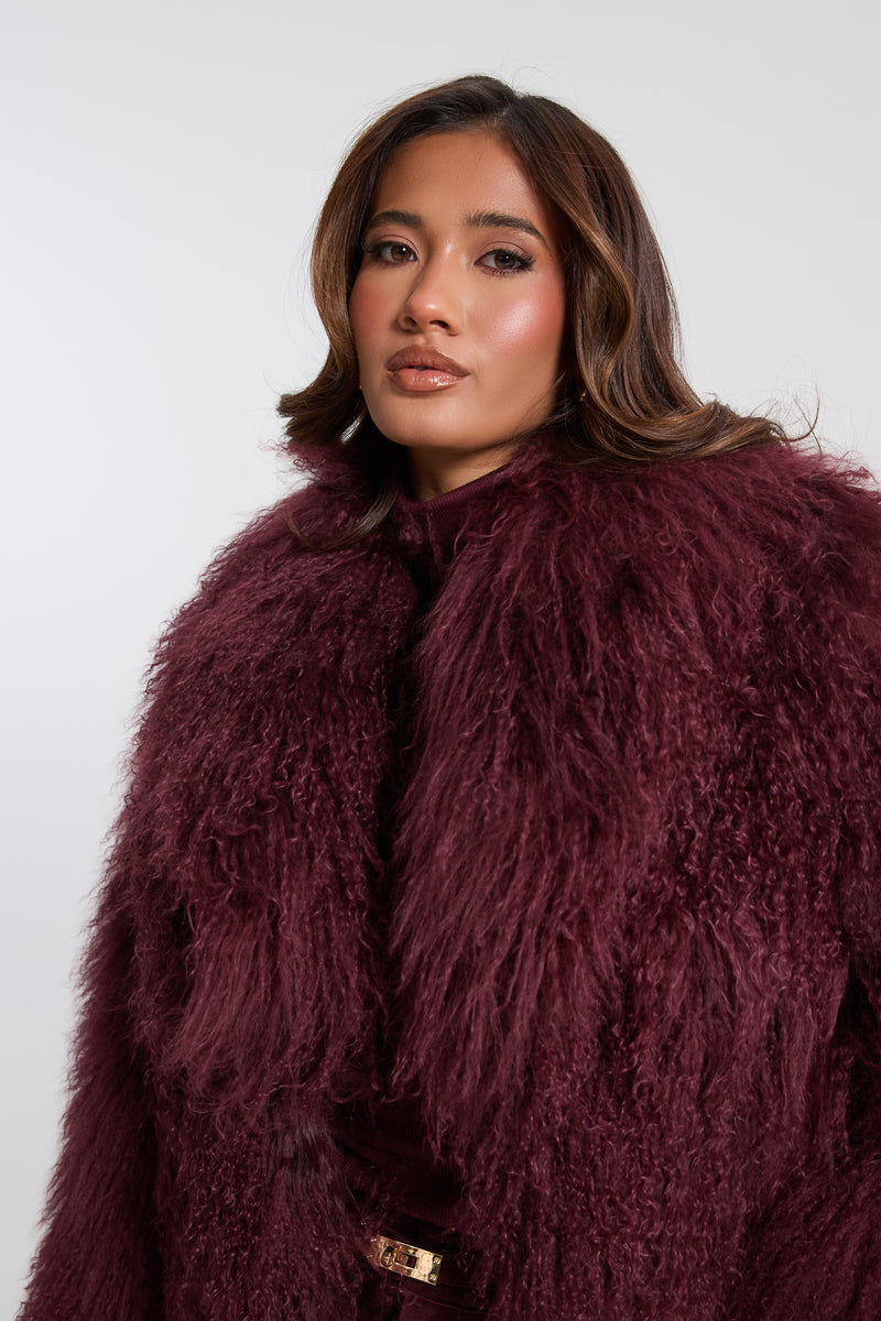 Elsa Cropped Mongolian Fur Coat