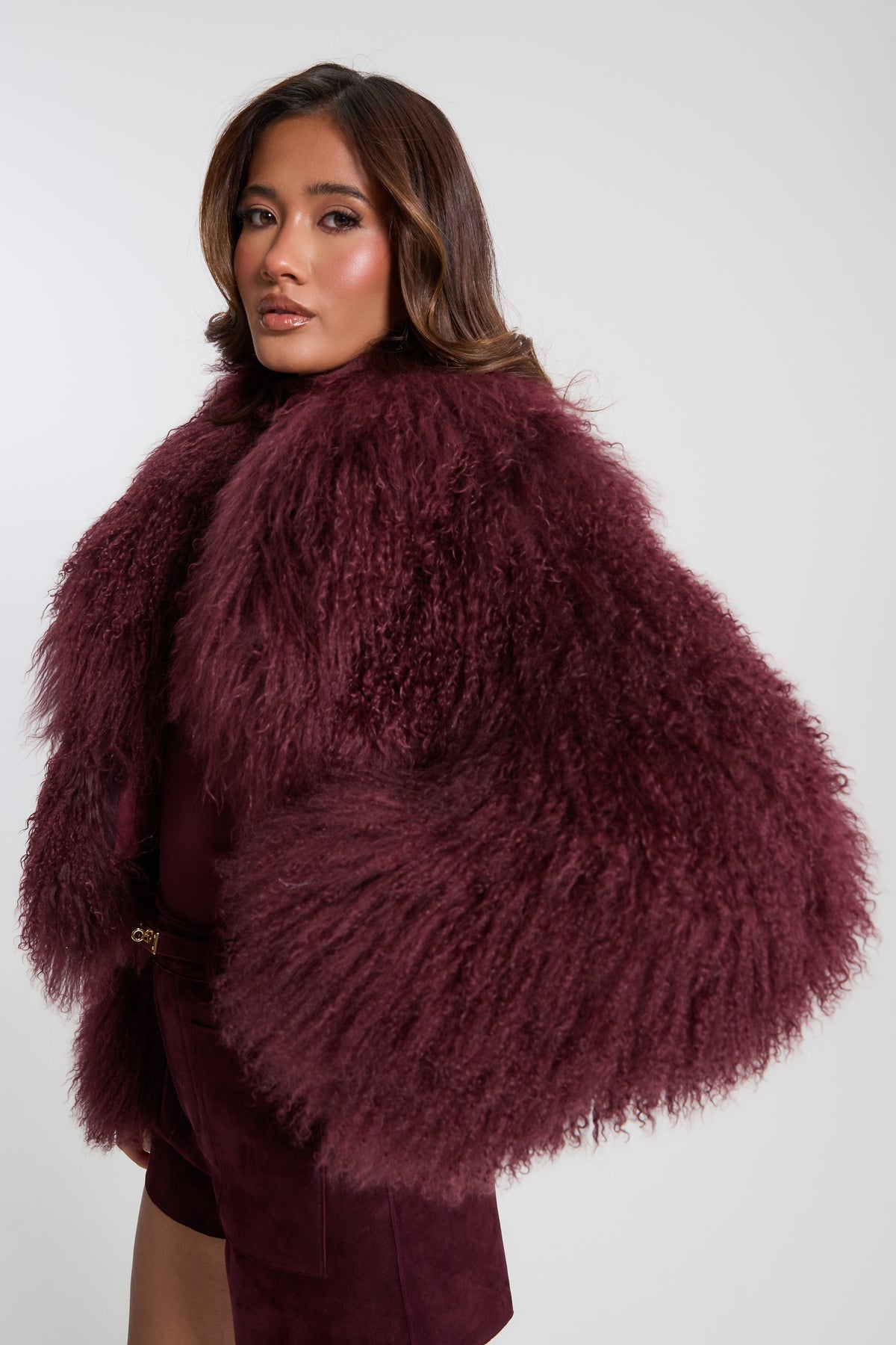 Elsa Cropped Mongolian Fur Coat
