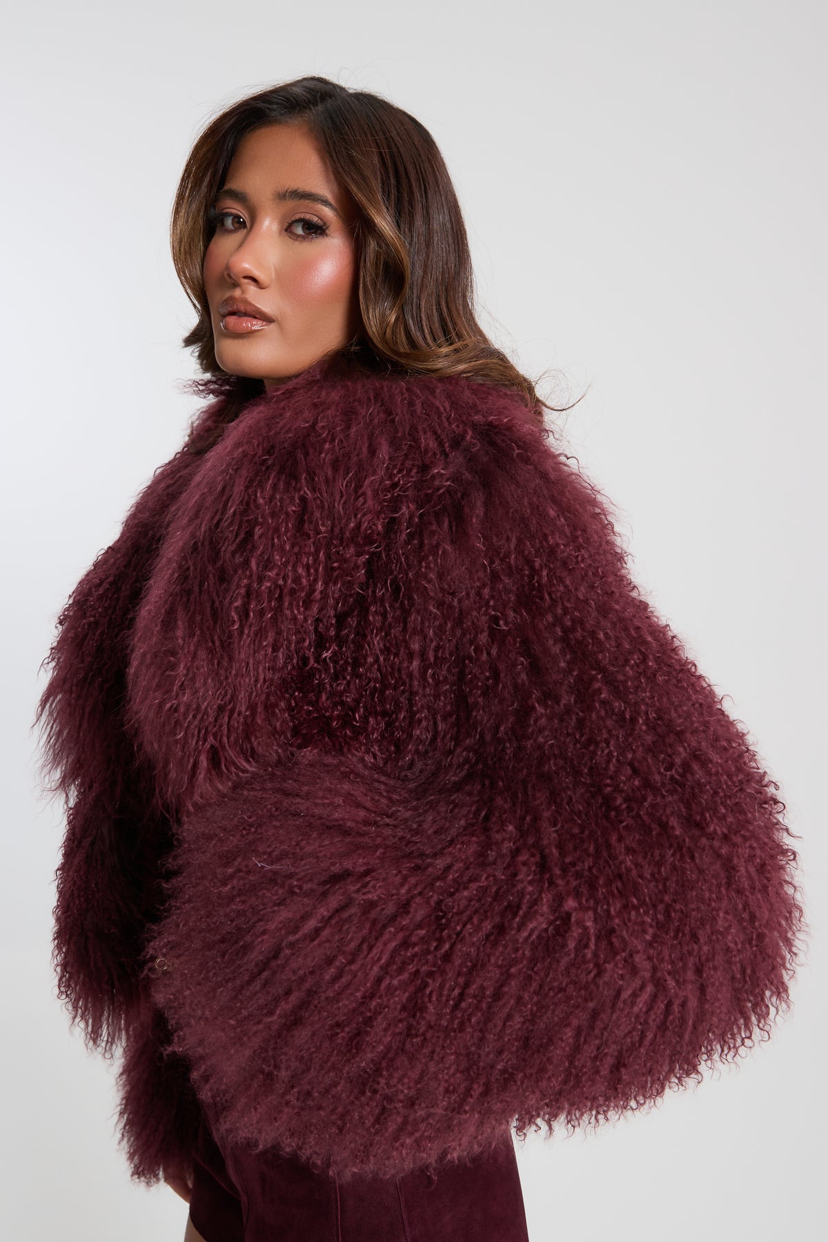 Elsa Cropped Mongolian Fur Coat