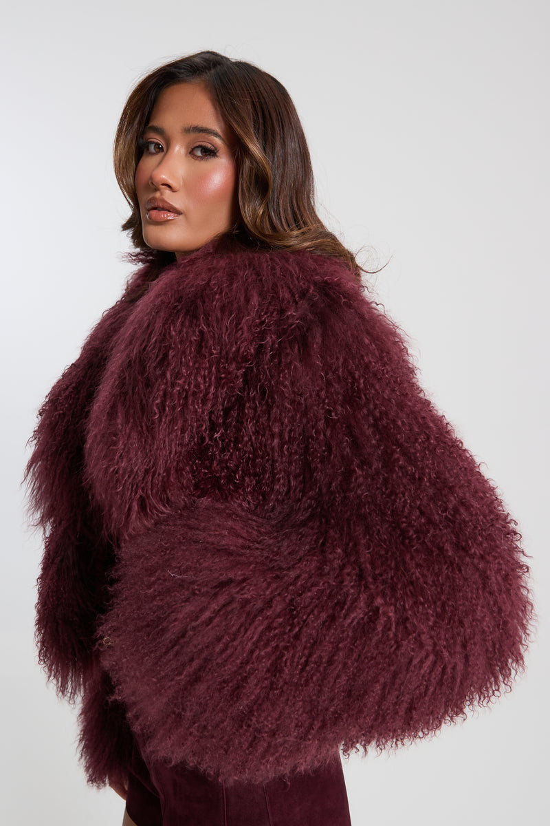Elsa Cropped Mongolian Fur Coat