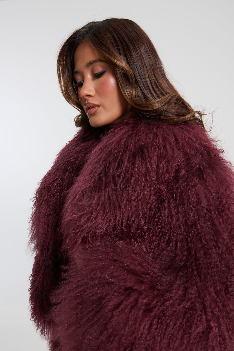 Elsa Cropped Mongolian Fur Coat